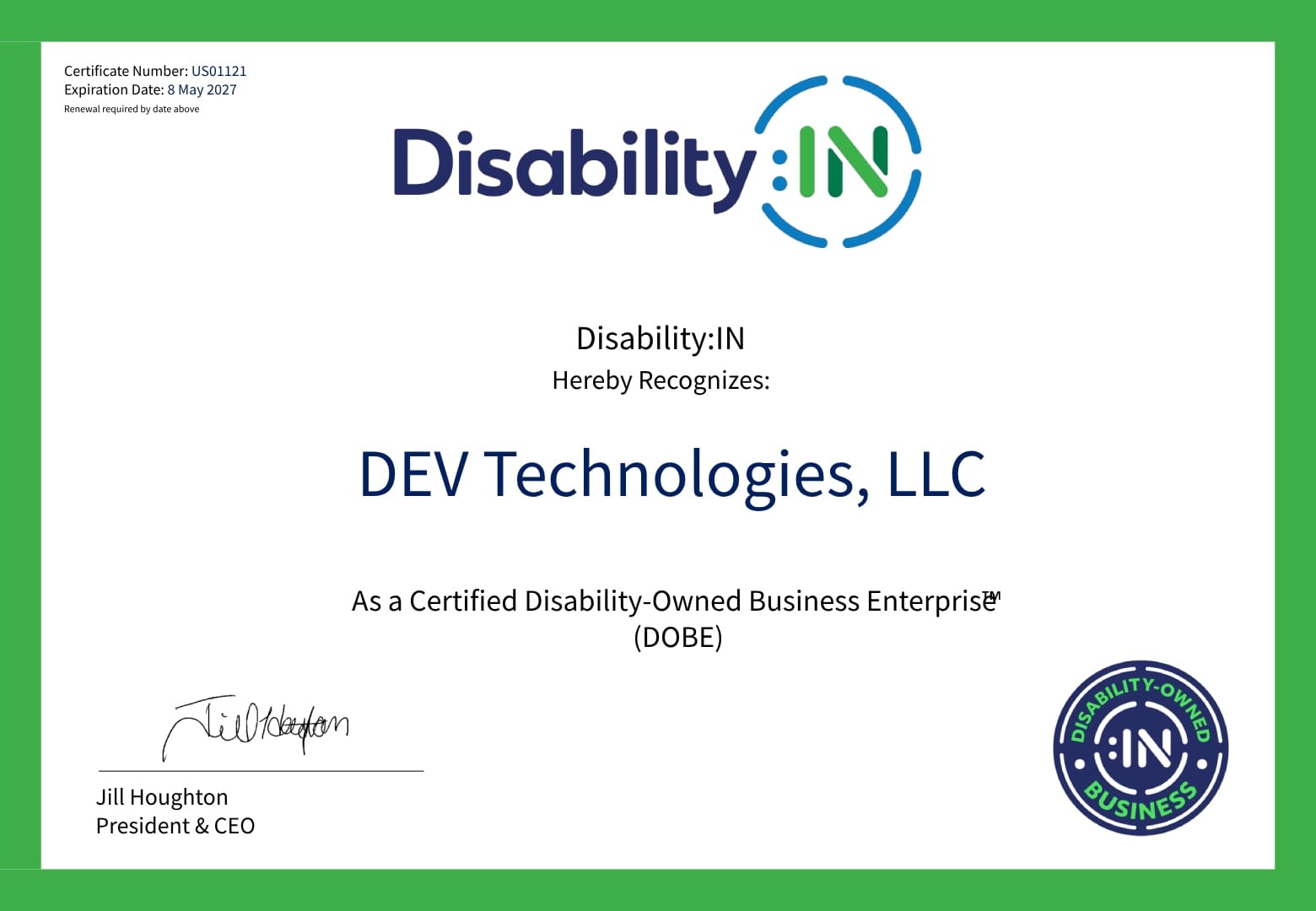 DisabilityINN - Certificate for DOBE certifica-pdf